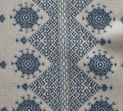 Carmania Pillow in Indigo on Natural, Indoor Outdoor Pillows