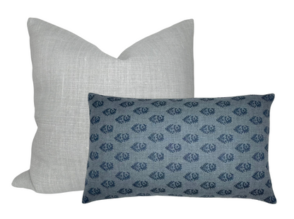 Rajmata Pillow in Blue, Indoor/Outdoor Pillows