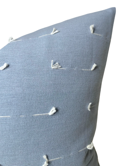 Teton Embroidered Pillow in Sky Blue