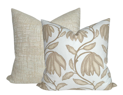 Desert Floral Pillow in Birch Natural