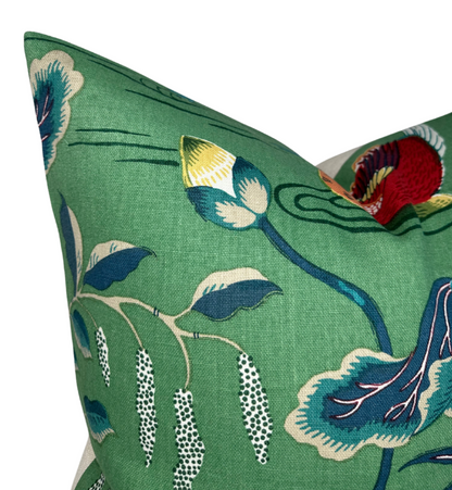 Lotus Garden Pillow in Jade Green