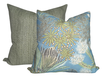 Protea Performance Pillow in Spa Blue