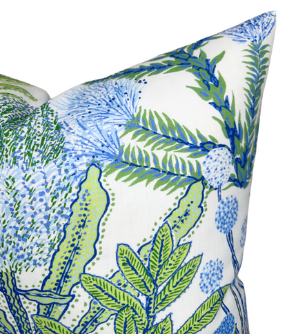 Protea Performance Pillow in Blue + Green