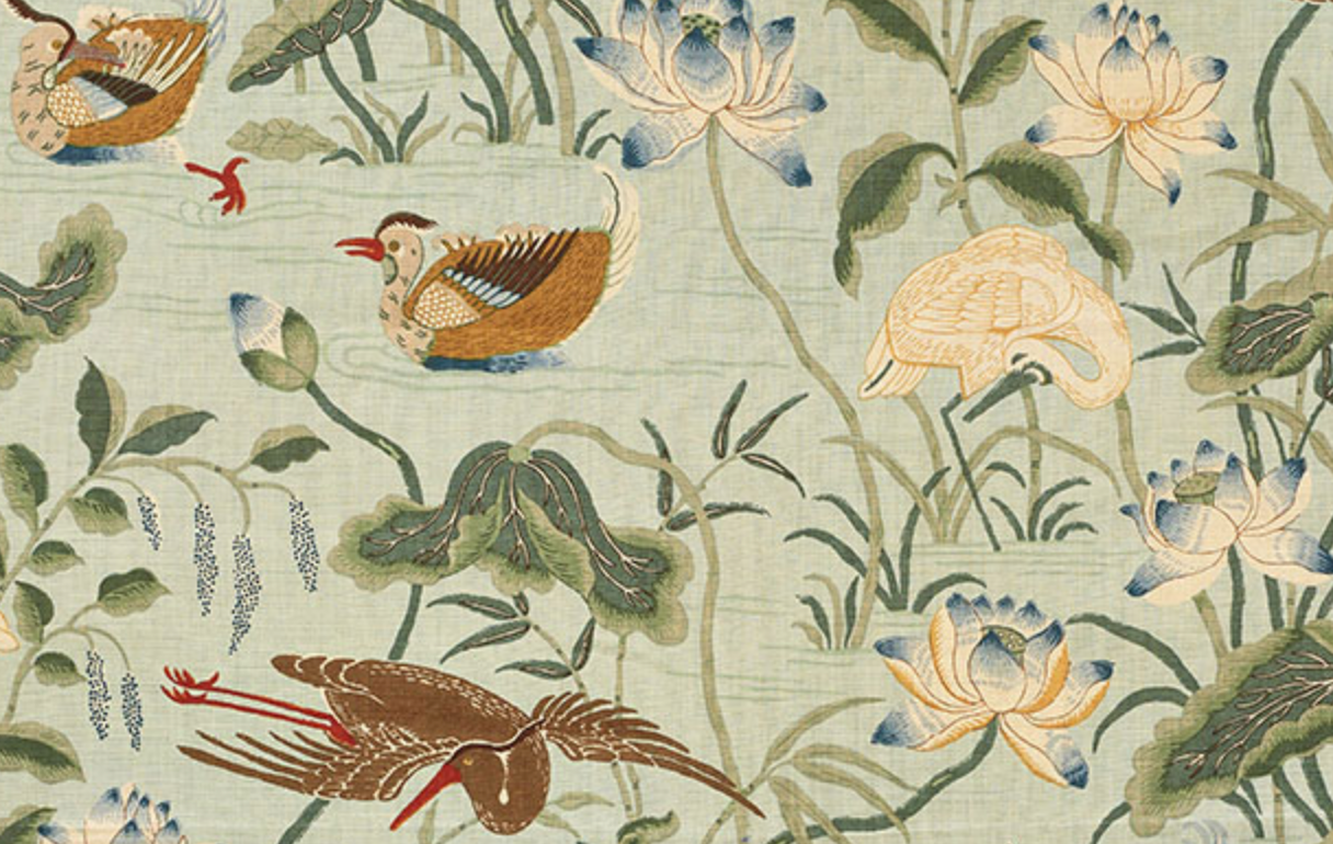Lotus Garden Pillow in Aqua