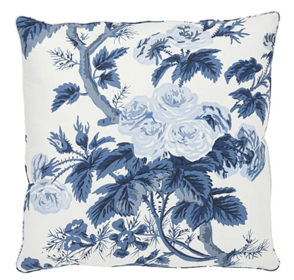 Pyne Hollyhock Pillow in Indigo Blue