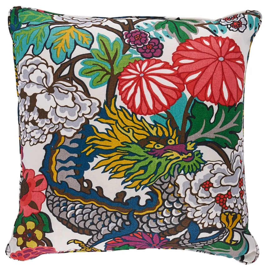 Chiang Mai Dragon Pillow in Alabaster
