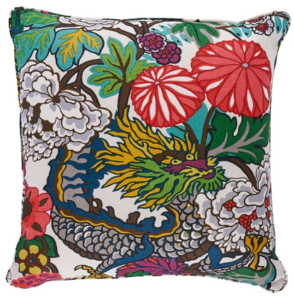 Chiang Mai Dragon Pillow in Alabaster