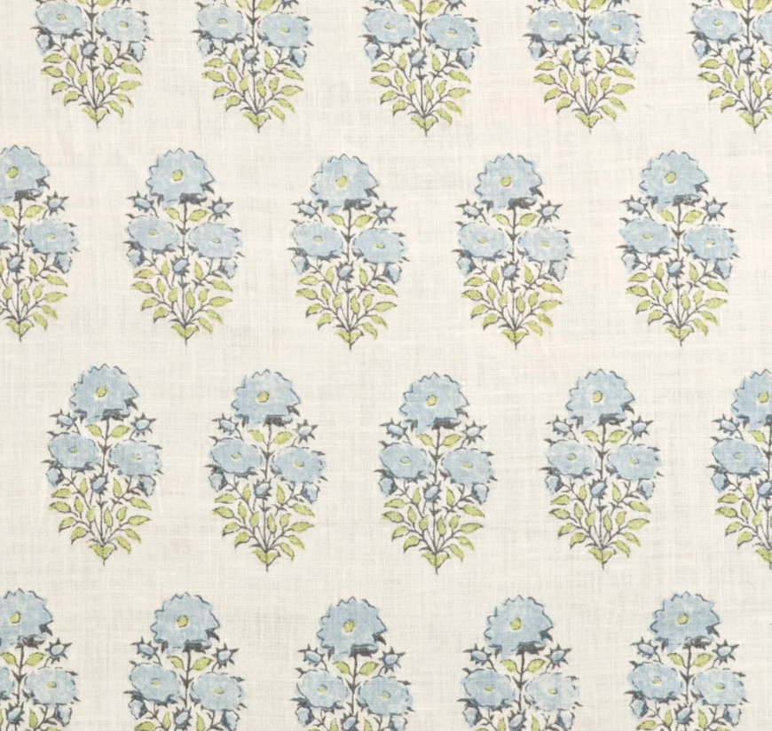 Mughal Flower Pillow in Monsoon Blue