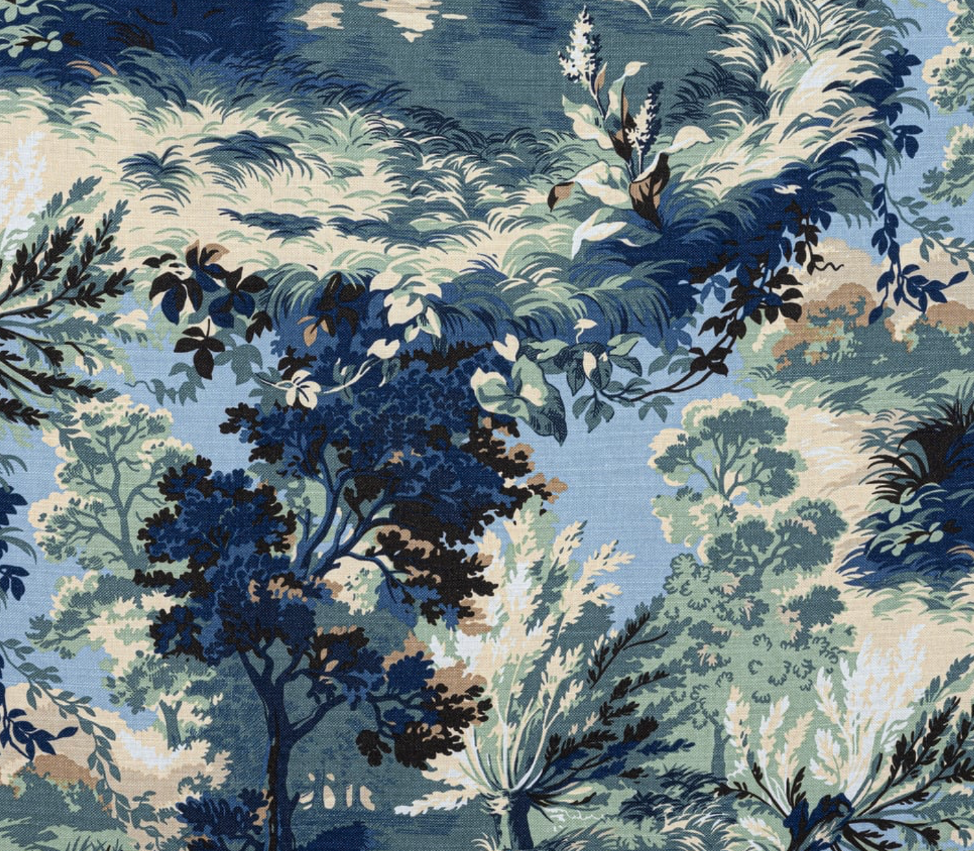 Lincoln Toile Pillow in Navy and Green