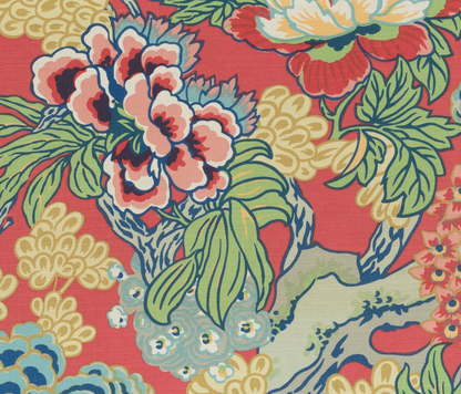 Honshu Pillow in Coral and Green