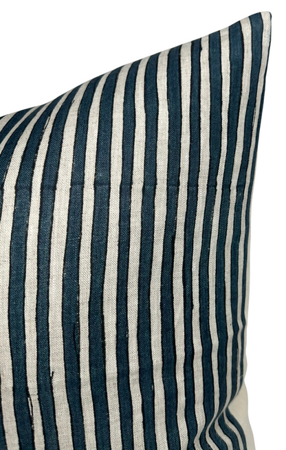 Ticking Pillow in Indian Teal