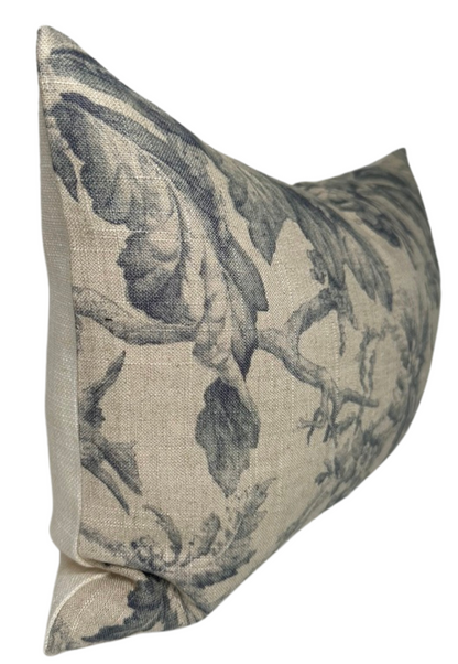 Lita Floral Print Pillow in Blue