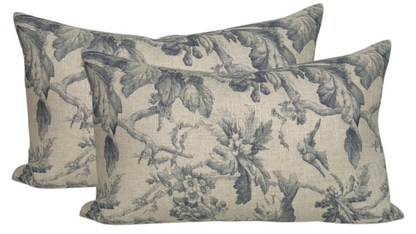 Lita Floral Print Pillow in Blue