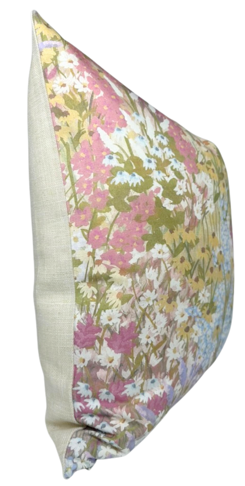 Fleur Linen Pillow in Blush