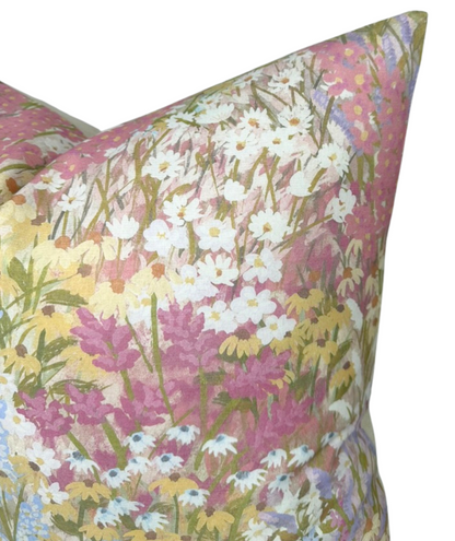 Fleur Linen Pillow in Blush