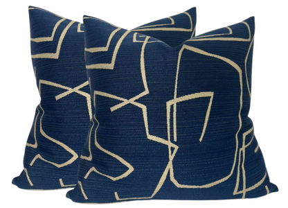 Kravet Abstract Pillow in Indigo