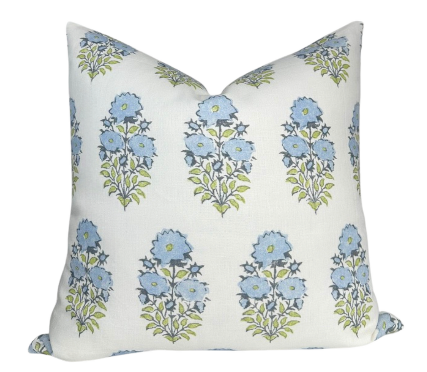 Mughal Flower Pillow in Monsoon Blue