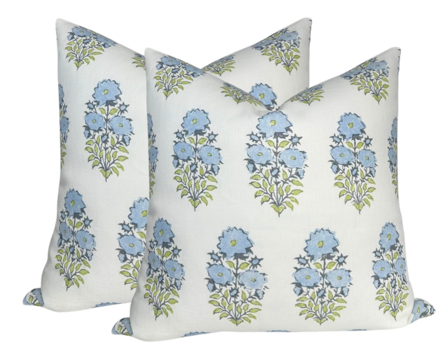 Mughal Flower Pillow in Monsoon Blue