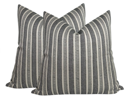 Amida Pillow in Charcoal on Natural