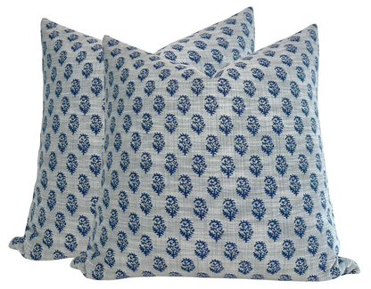 Rajmata Woven Pillow in Blue, Indoor/Outdoor Pillows