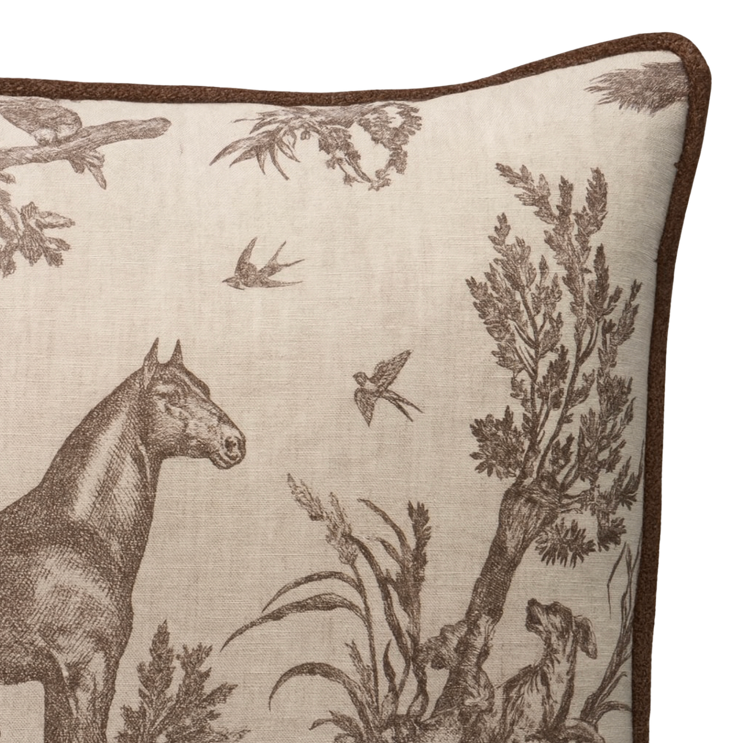 Western Toile Pillow in Sepia Brown