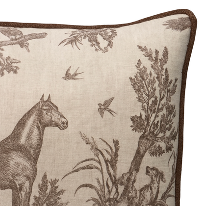 Western Toile Pillow in Sepia Brown