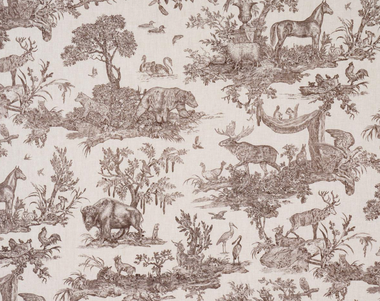Western Toile Pillow in Sepia Brown