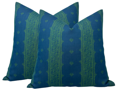 Fez Pillow in Green Indigo, Indoor Outdoor Pillow