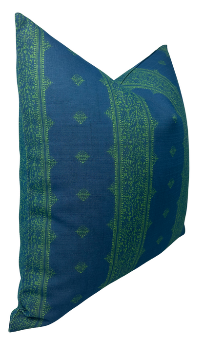 Fez Pillow in Green Indigo, Indoor Outdoor Pillow