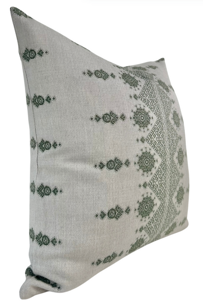 Carmania Pillow in Green, Indoor Outdoor Pillows