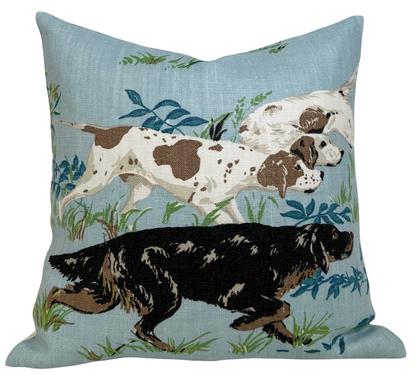 Pointers Pillow in Sky Blue