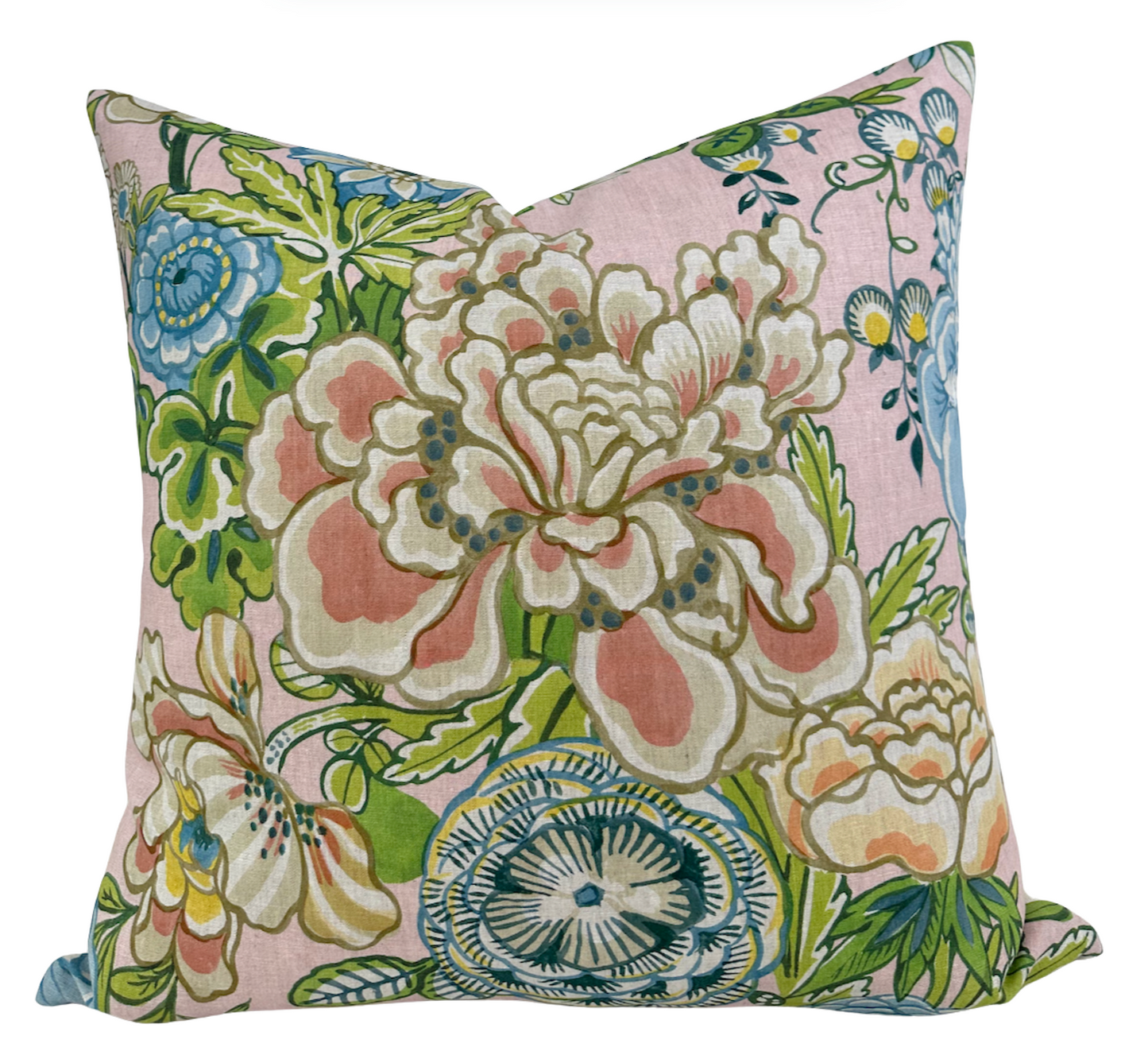 Peony Garden Floral Pillow in Blush