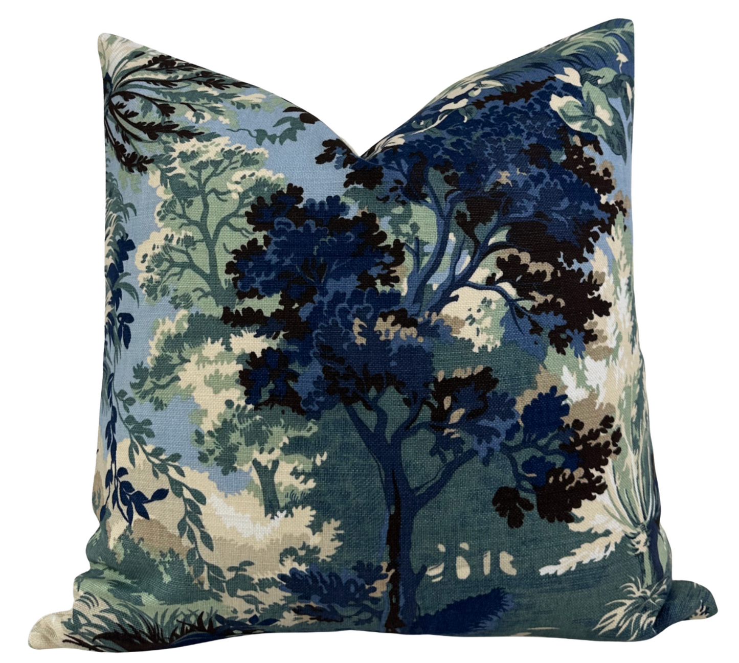Lincoln Toile Pillow in Navy and Green