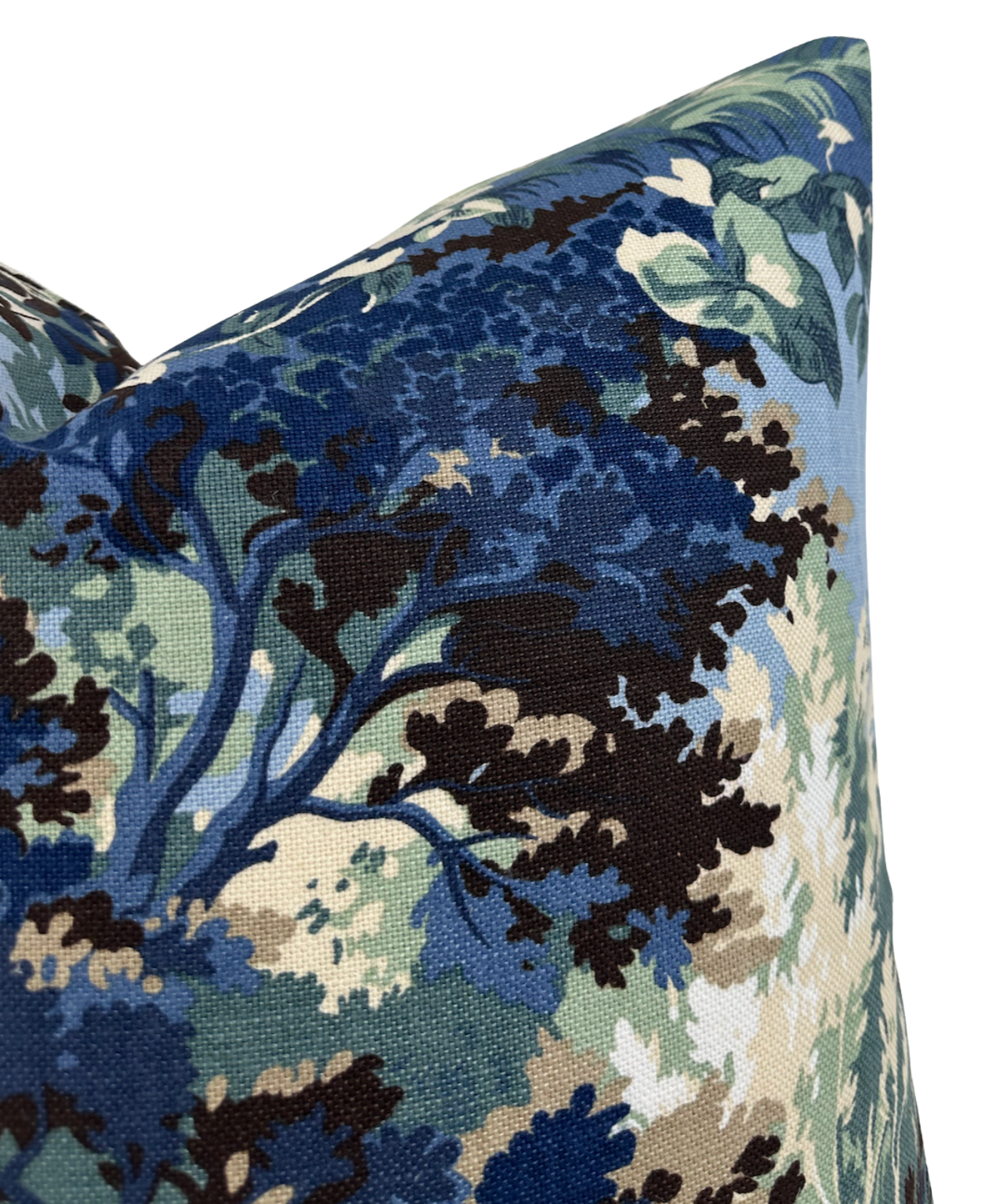 Lincoln Toile Pillow in Navy and Green