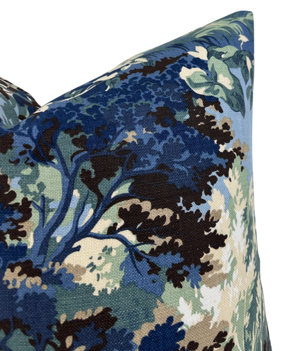 Lincoln Toile Pillow in Navy and Green