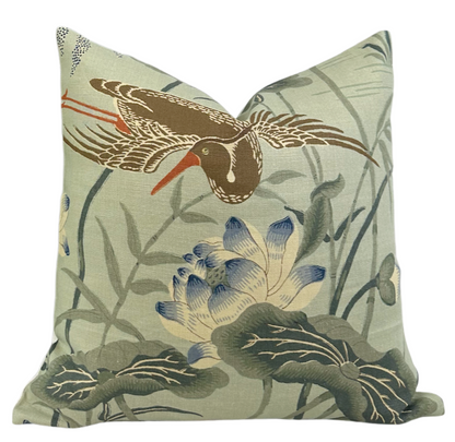 Lotus Garden Pillow in Aqua