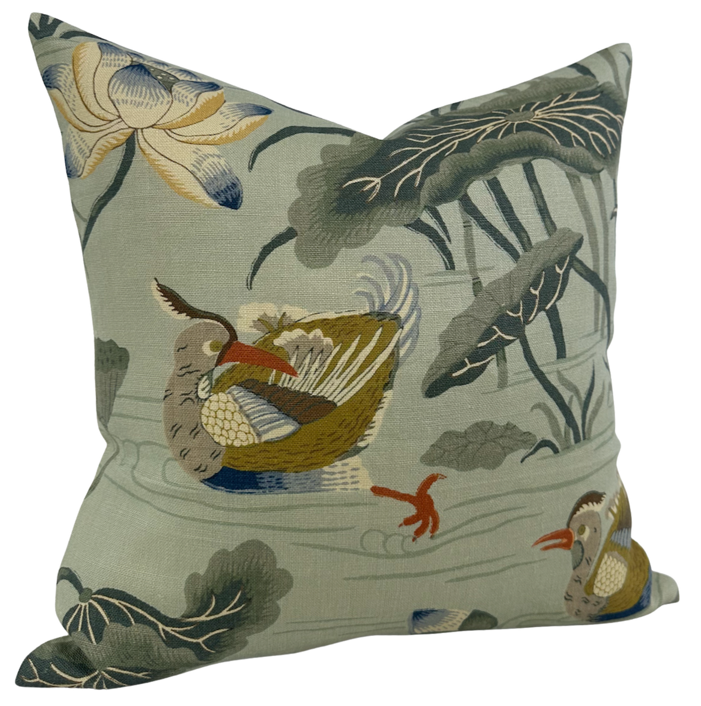 Lotus Garden Pillow in Aqua