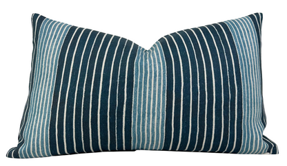 Mediterranean Stripe Pillow in Indigo