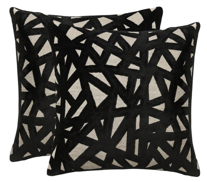 Abstract Velvet Pillow in Black