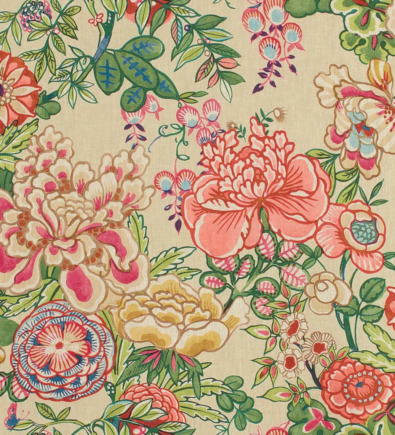 Peony Garden Floral Pillow in Beige