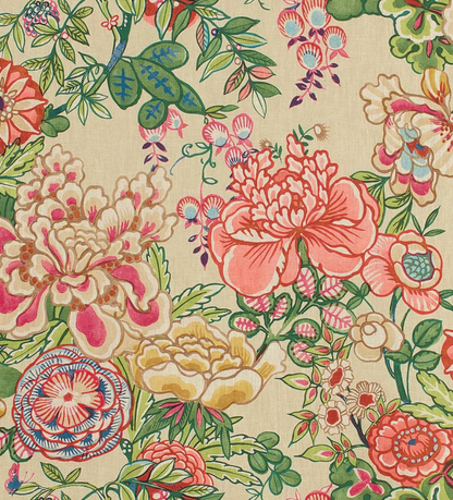 Peony Garden Floral Pillow in Beige