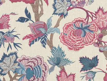 Indienne Jacobean Pillow in Raspberry and Blue