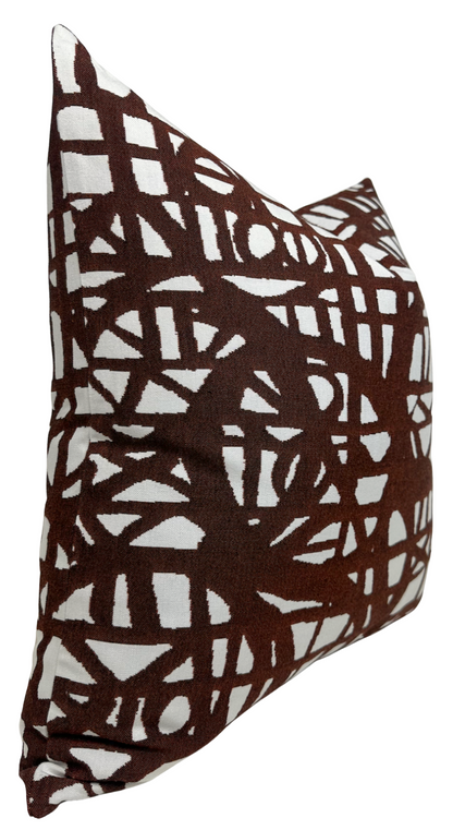 Ecriture Pillow in Rust, Indoor Outdoor Pillow