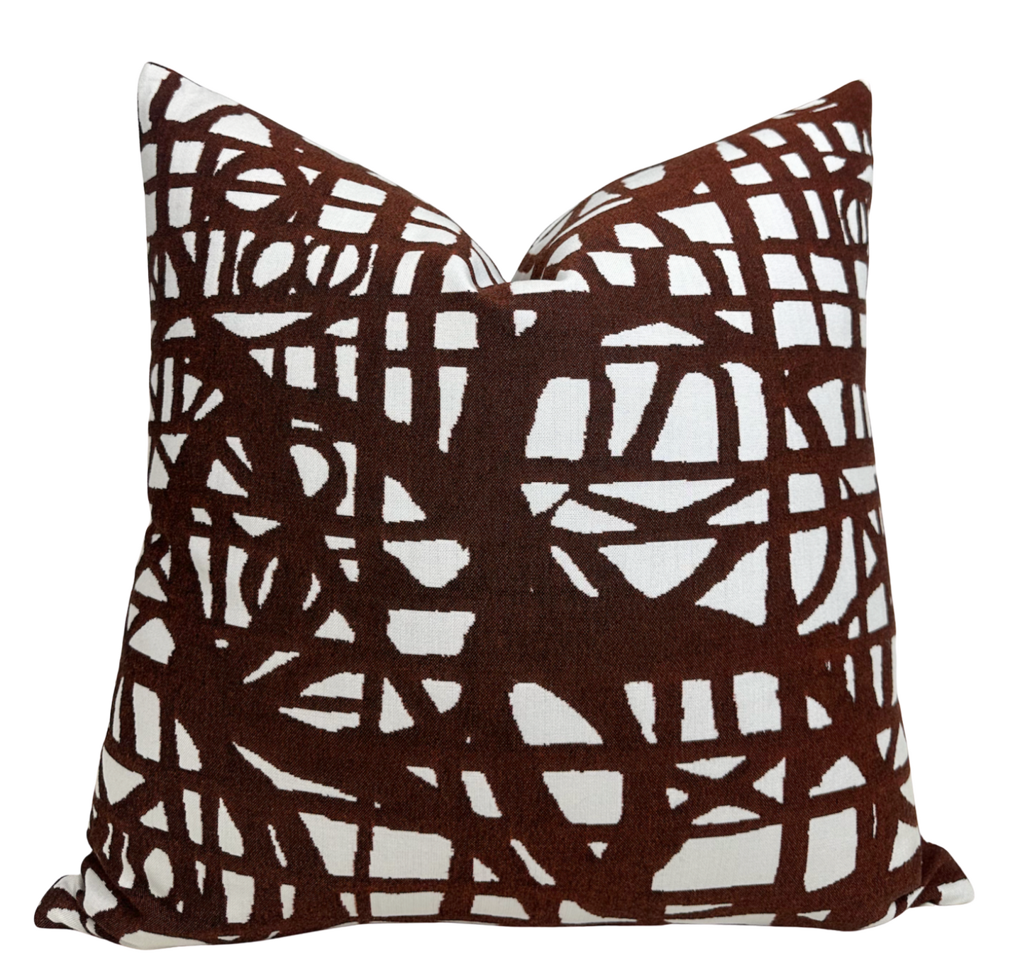 Ecriture Pillow in Rust, Indoor Outdoor Pillow