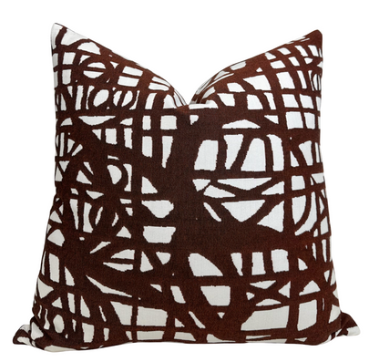 Ecriture Pillow in Rust, Indoor Outdoor Pillow