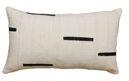 Dashes Print Mudcloth Pillow in Ivory
