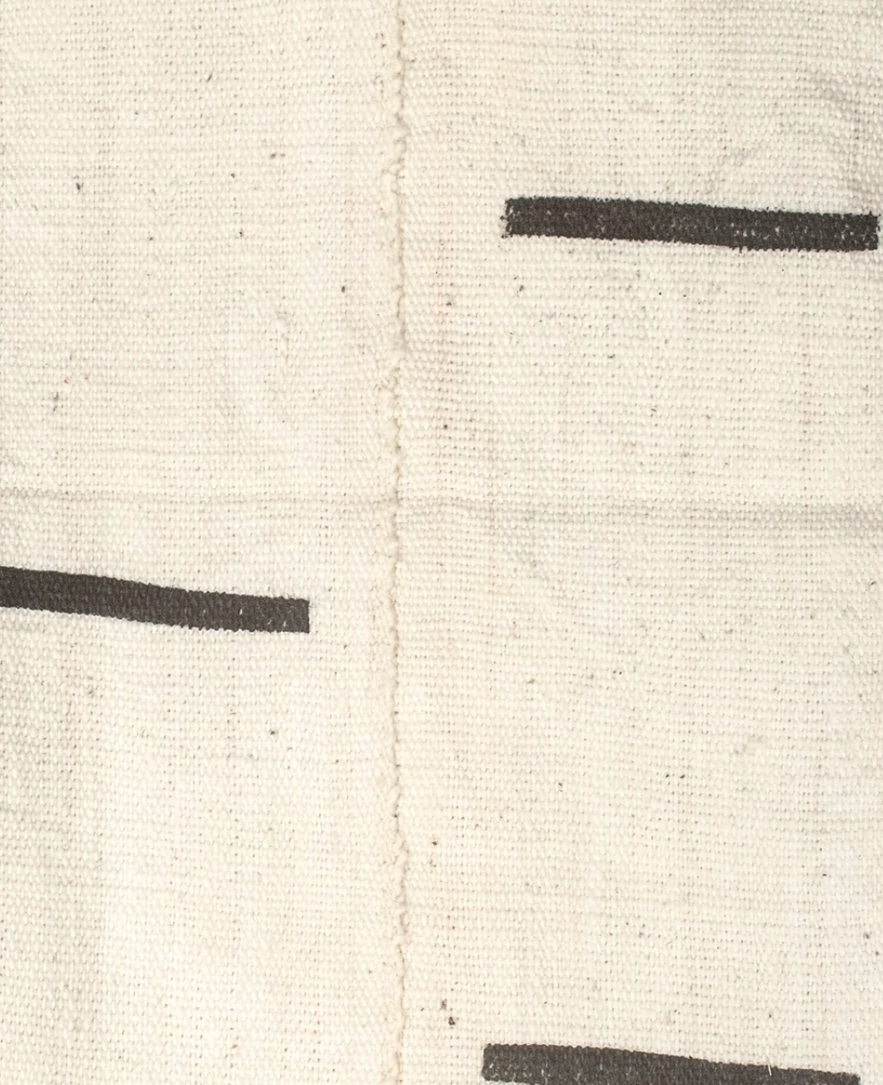 Dashes Print Mudcloth Pillow in Ivory