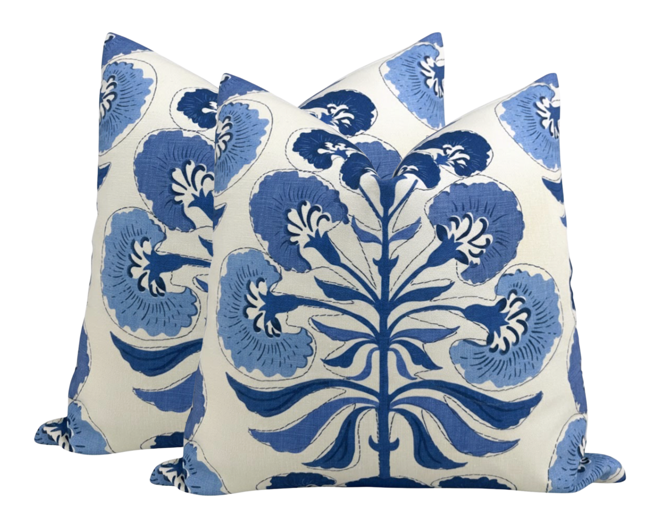 Tybee Tree Pillow in Blue on White