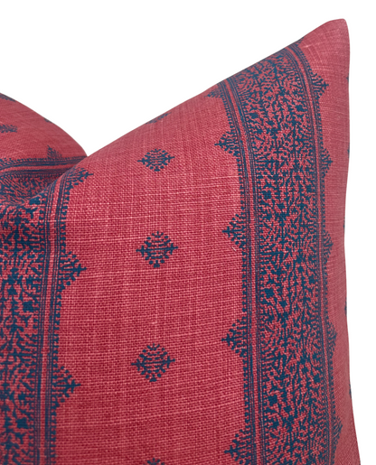 Fez Pillow in Raspberry and Indigo