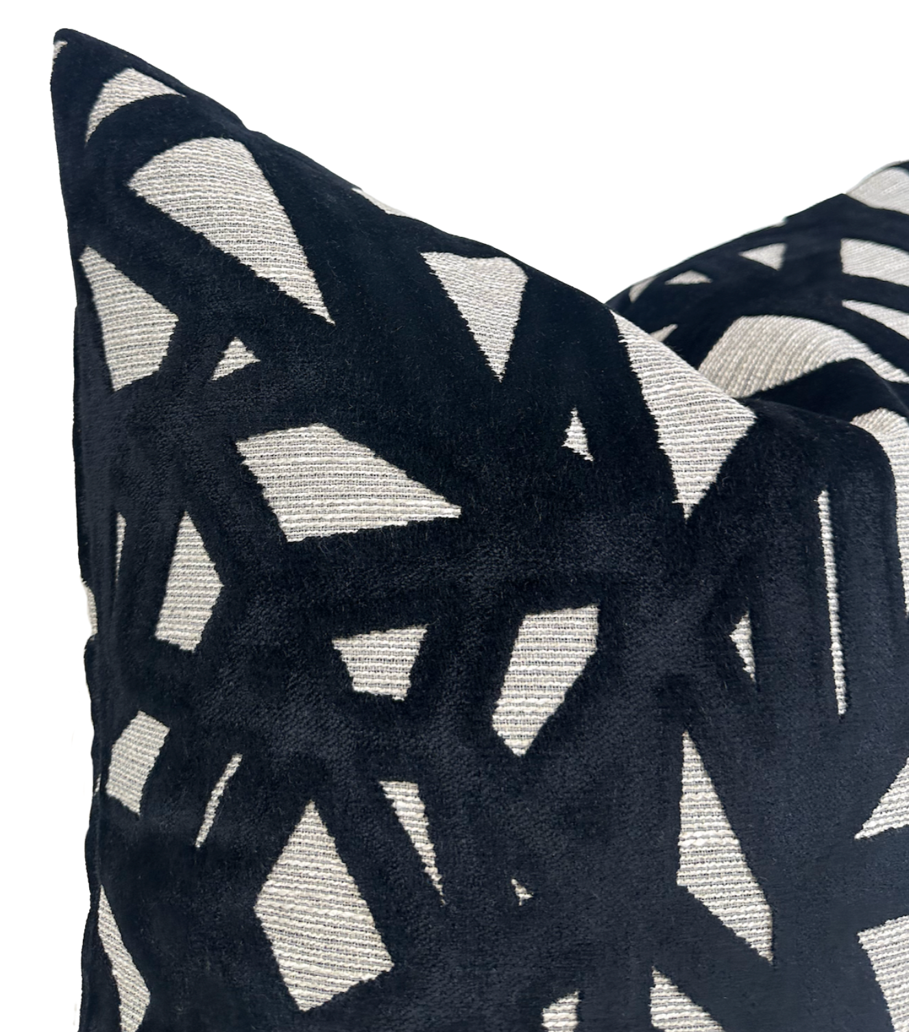 Abstract Velvet Pillow in Black